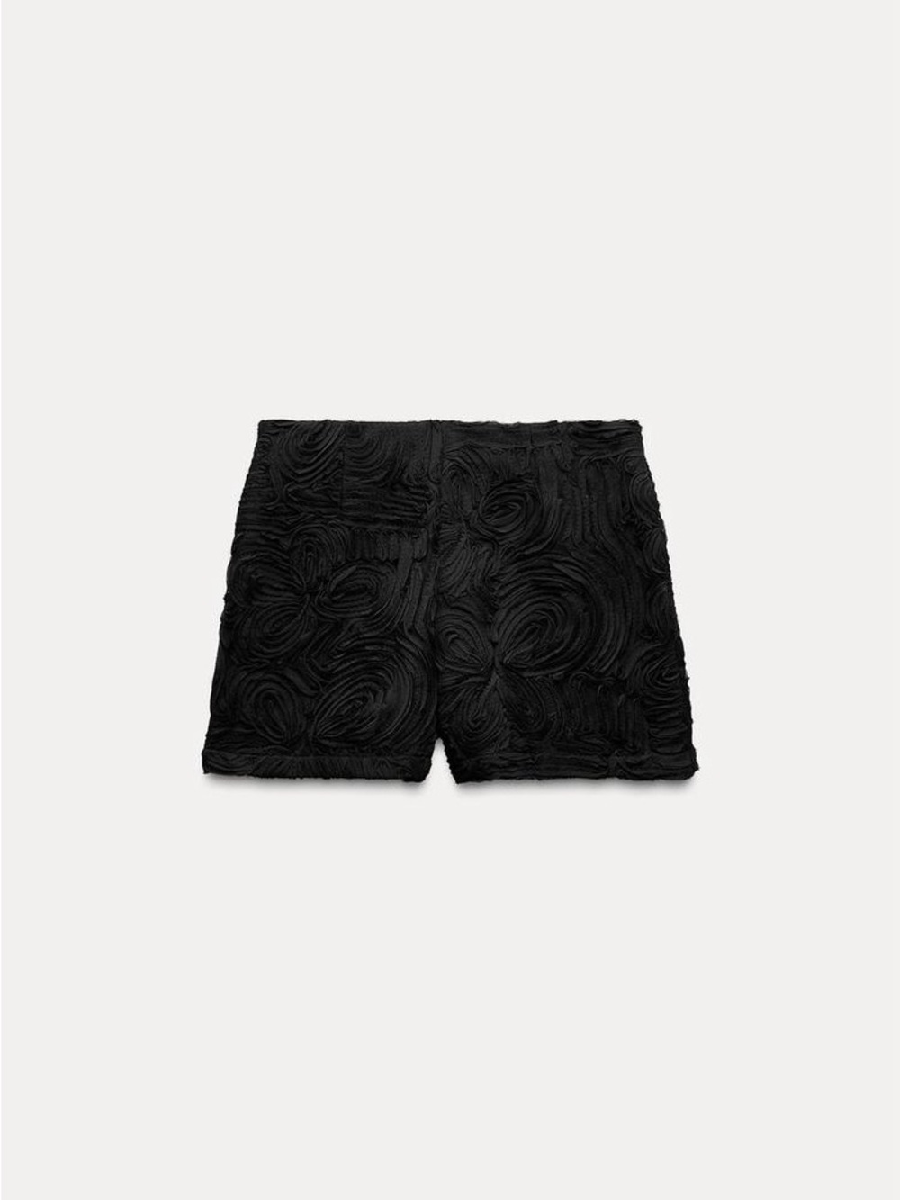 SOLD OUT Zara Black Textured Floral Rosette Mini Skort Size S - Picture 3 of 7